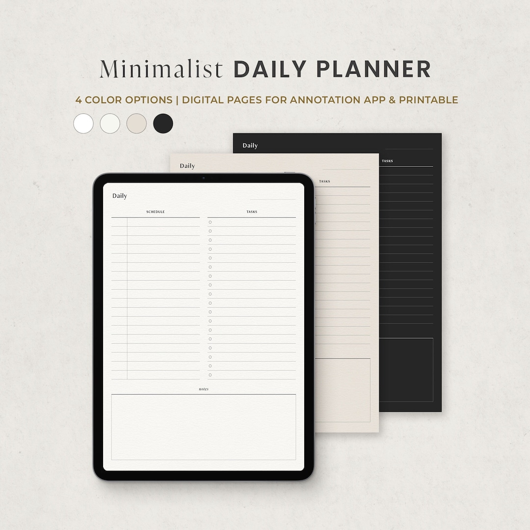 Minimalist Daily Planner, Digital Daily Template, to Do List Planner ...