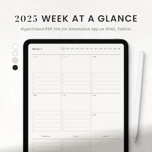 2025 Wochenplaner Digital, Einfacher Goodnotes Wochenplaner, Ipad Wochen Monatsplaner, Minimalistischer Planer