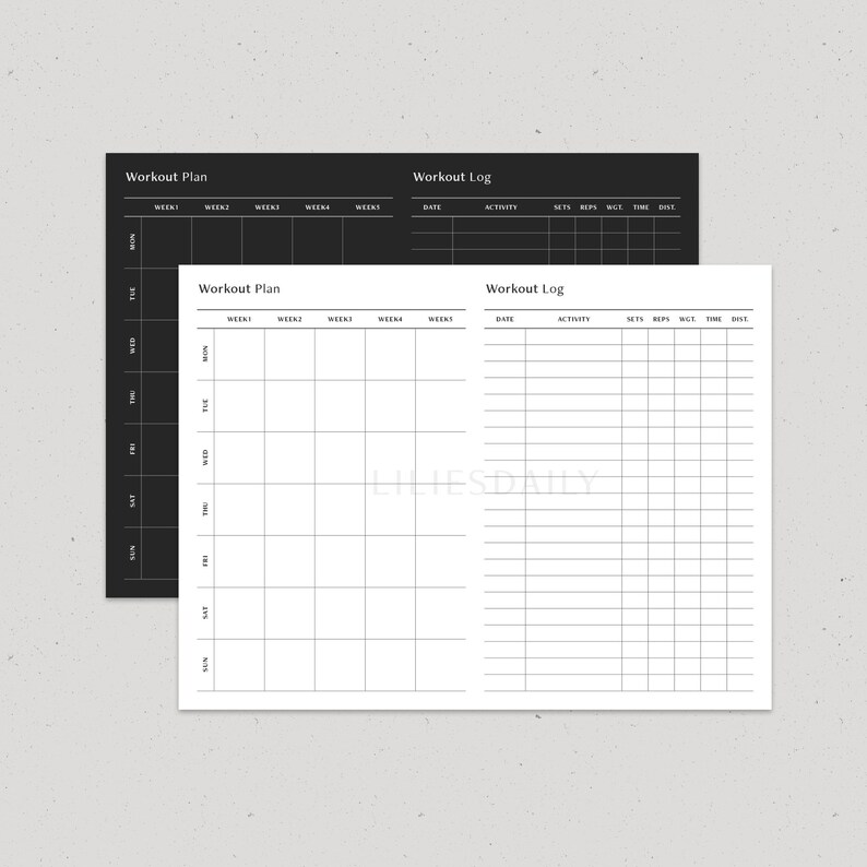 Workout Plan and Log Printable, Digital Fitness Planner, Exercise ...