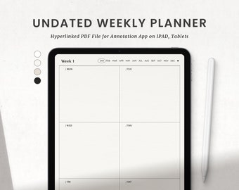 Goodnotes Weekly Planner, Digital Weekly Planner Template for Ipad, Dark Portrait Planner