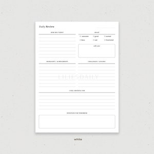 Daily Reflection Journal, Digital Daily Review, Daily Check in Template ...