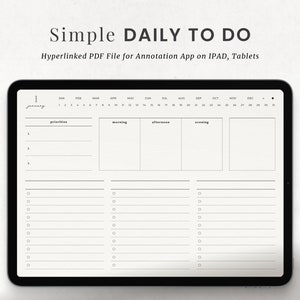 Daily To Do List Digital Planner for Goodnotes on Ipad, Simple Task List, Minimalist Check List, Android Planner