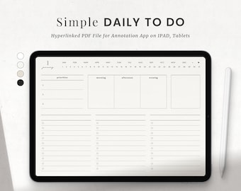 Täglicher digitaler Planer für Goodnotes auf dem Ipad, einfache Aufgabenliste, minimalistische Checkliste, Android Planner