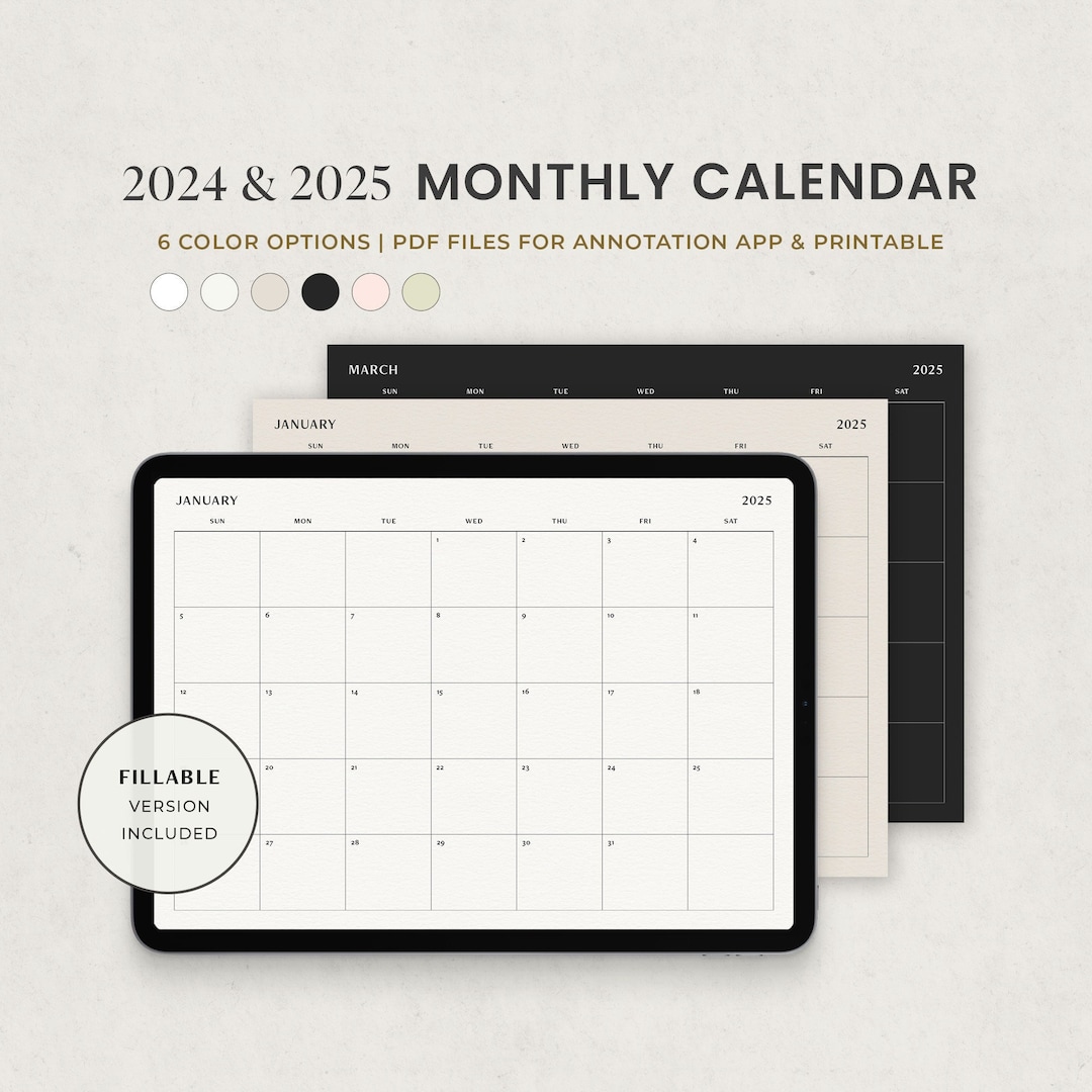 2025 Digital Monthly Calendar, Goodnotes Monthly Planner, Monthly ...