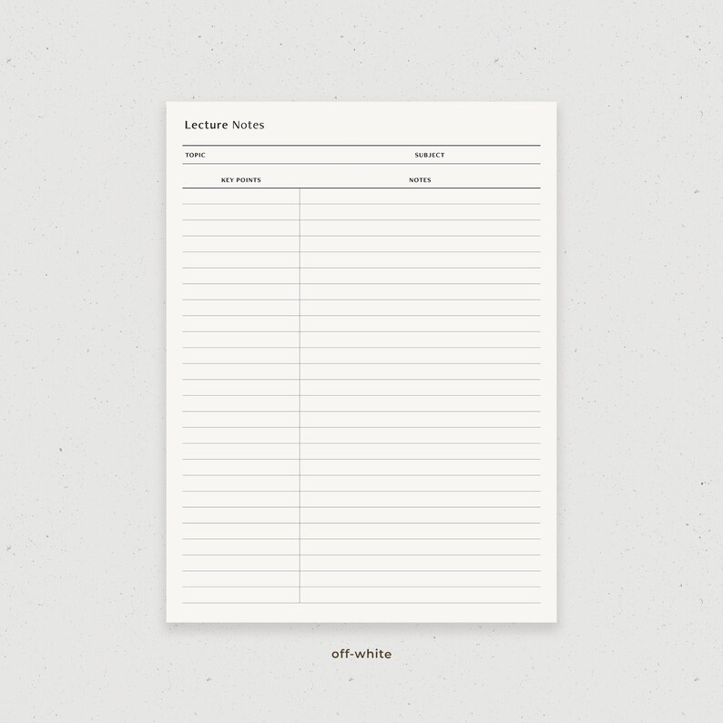 Lecture Notes, Digital Note Paper, College Note Taking Template for ...