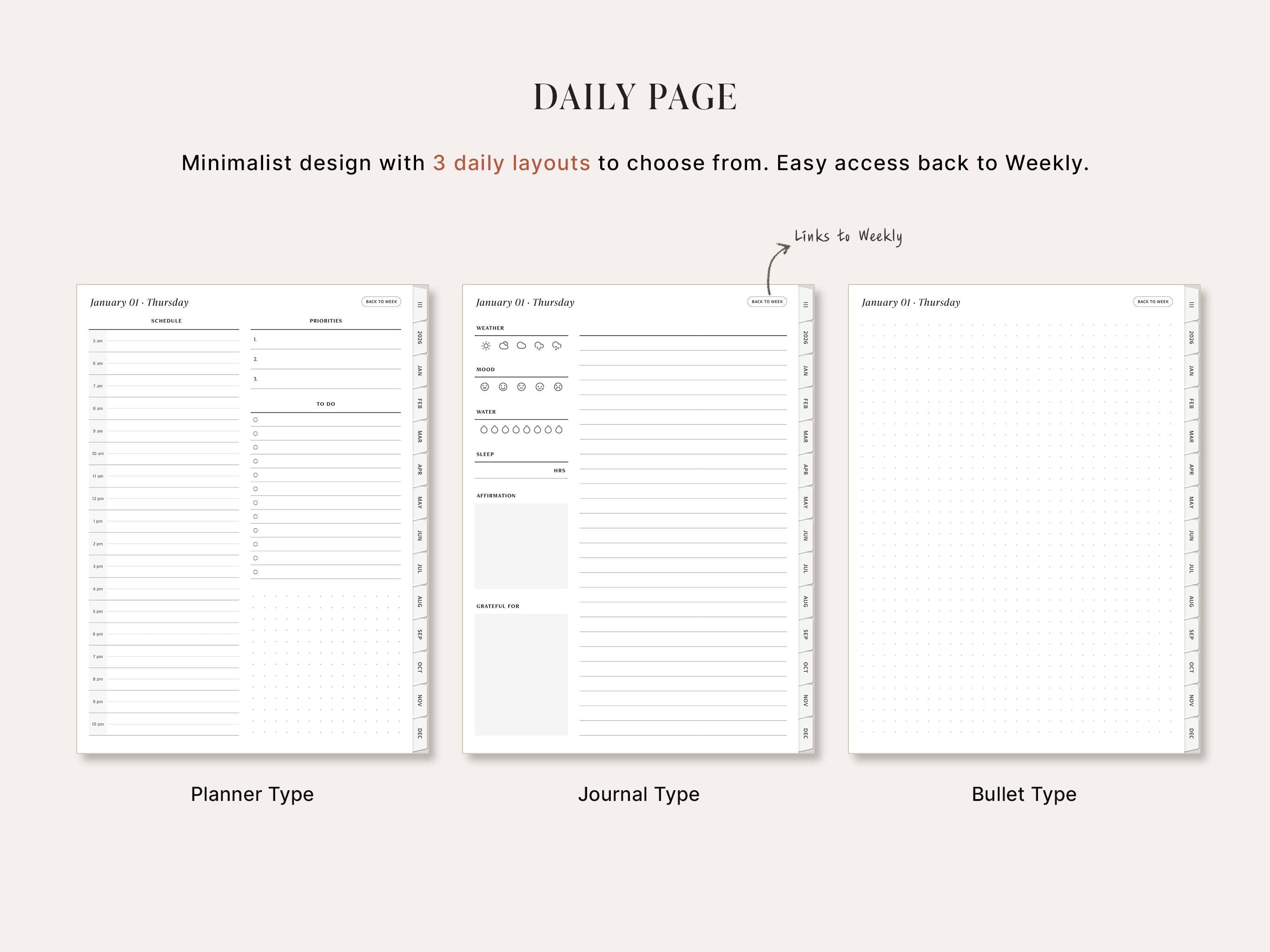 2026 Digital Planner, Goodnotes Minimalist Weekly Daily Planner, iPad ...