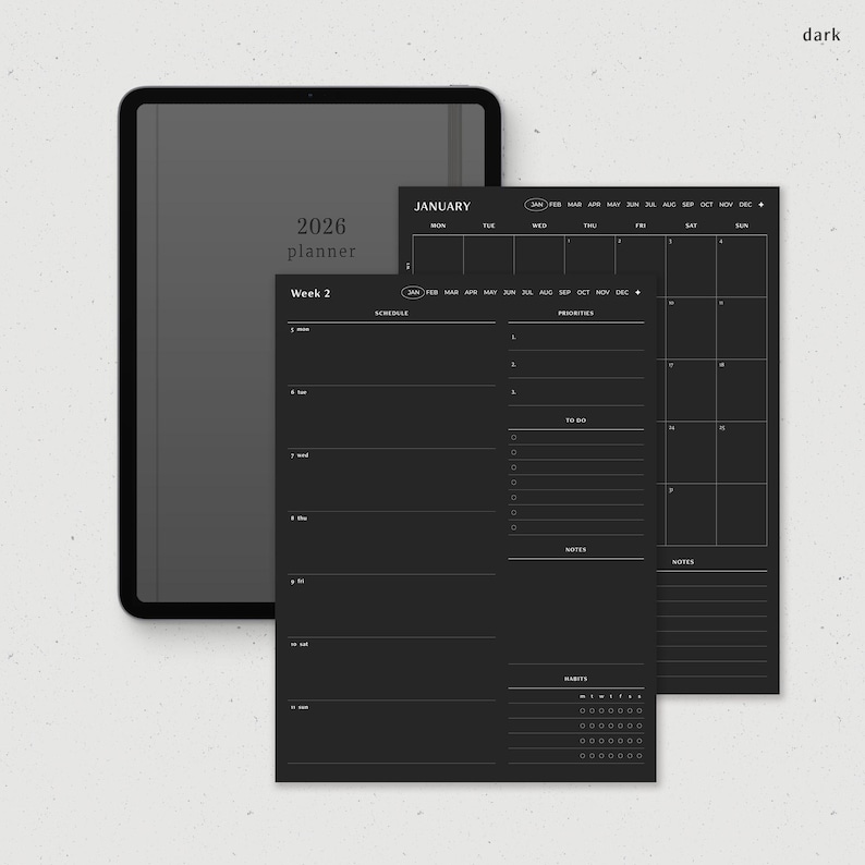 Weekly Planner Digital 2026, Goodnotes Weekly Planner, iPad Notability Minimalist Simple Weekly Monthly Planner image 7