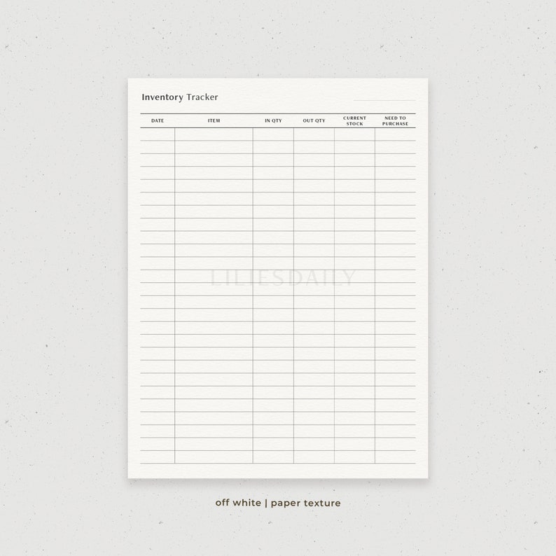 Inventory Tracker Printable, Stock Management Template, Product ...