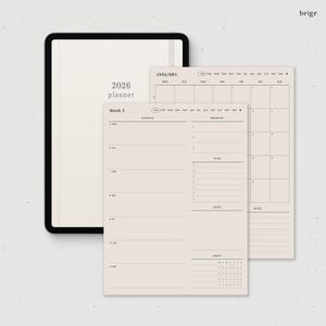 Weekly Planner Digital 2026, Goodnotes Weekly Planner, iPad Notability Minimalist Simple Weekly Monthly Planner image 9
