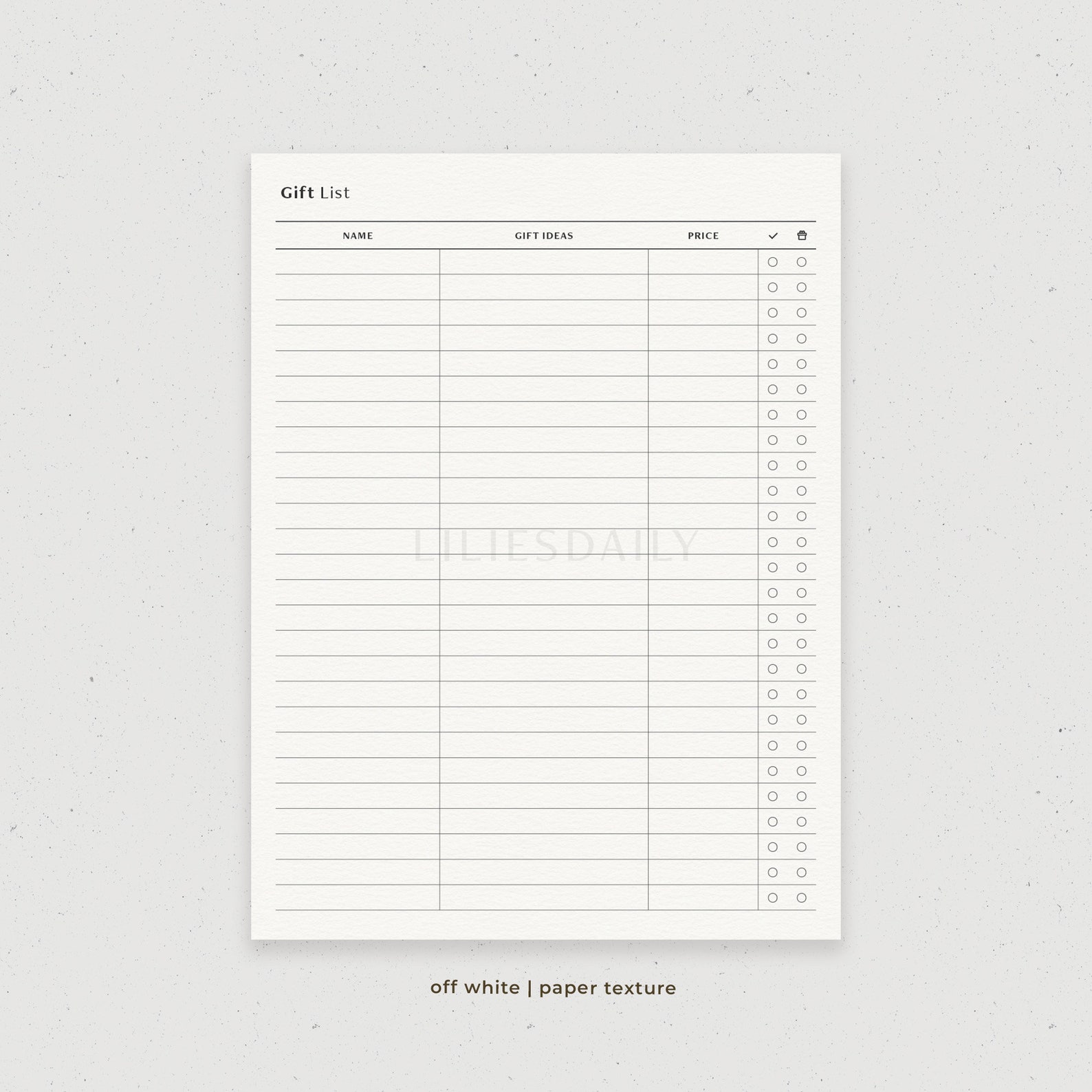 Gift List Printable, Digital Present Tracker, Gift Planner Template for ...