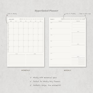 Weekly Planner Digital 2026, Goodnotes Weekly Planner, iPad Notability Minimalist Simple Weekly Monthly Planner image 4