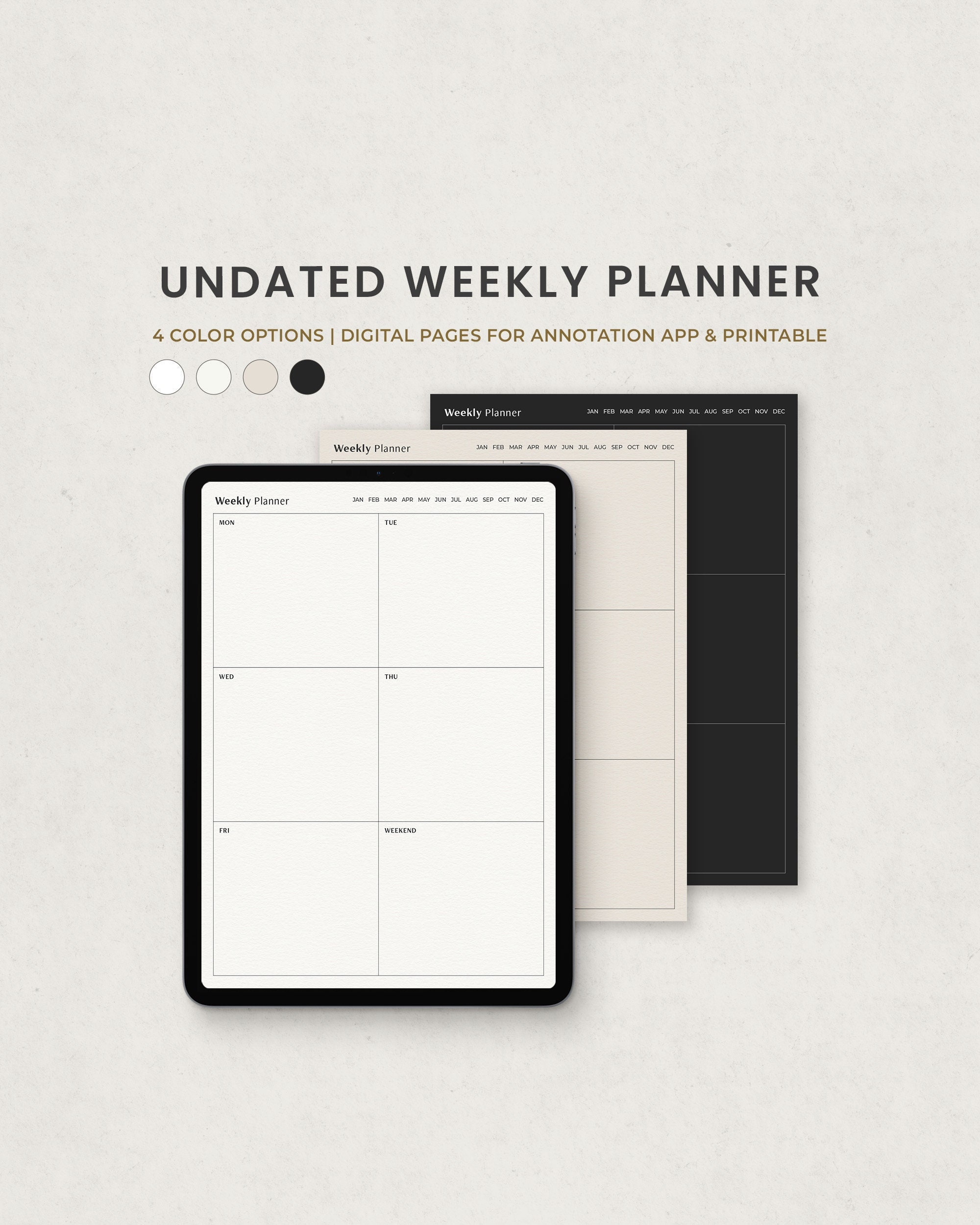 Weekly Planner Undated Digital Planner Template for Goodnotes Etsy