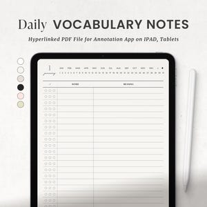 Digital Vocabulary Notebook, Word Notes, Language Learning Study Digital Planner for Goodnotes Ipad Notability