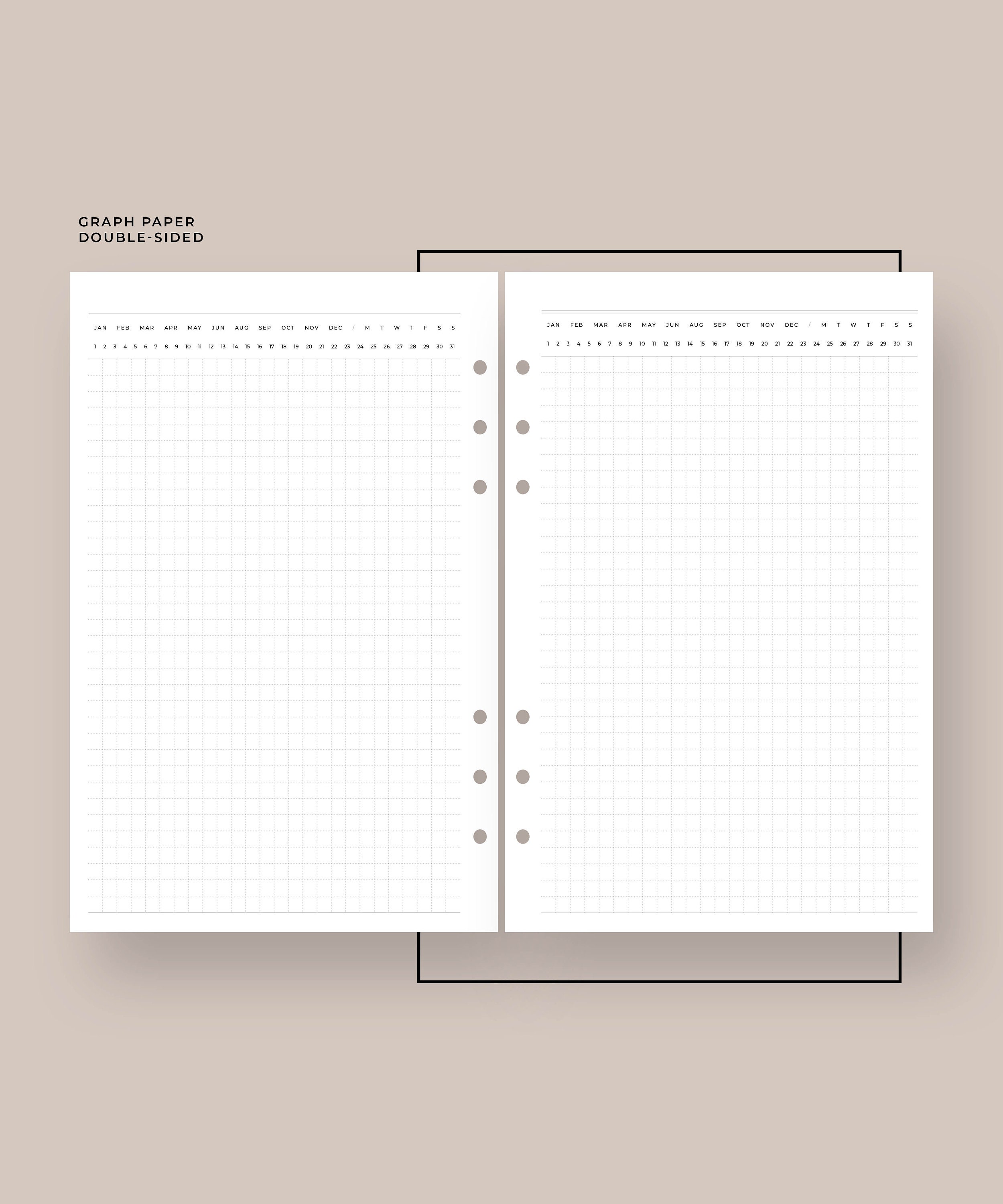 Daily Notes Journal Graph Paper Printable Minimal A5 Planner Etsy