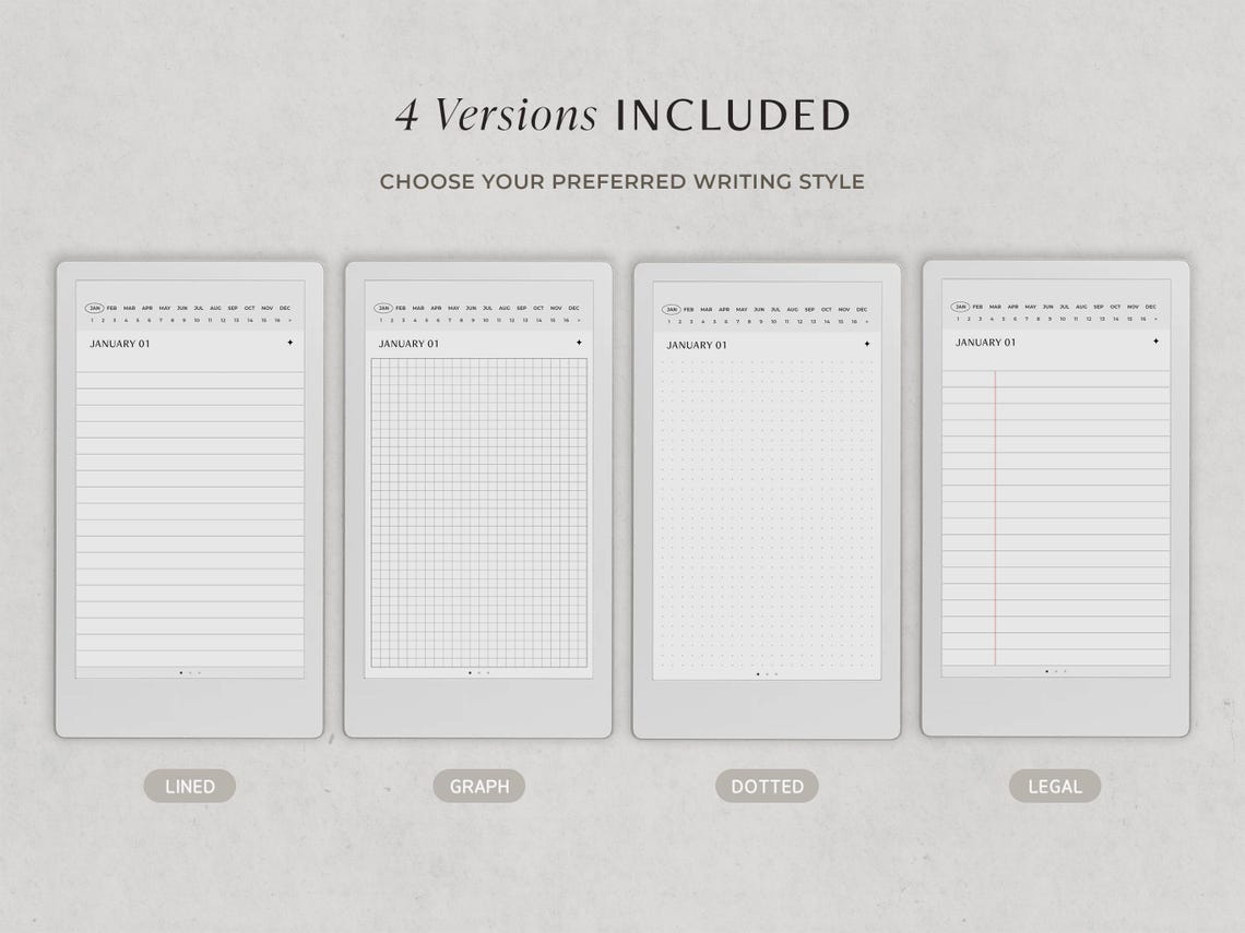 Daily Journal for Remarkable Paper Pro Move, Notebook Templates, Lined ...