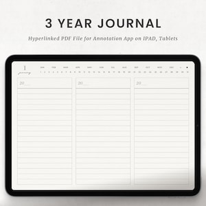 Digital 3 Year Journal, Daily Diary, Hyperlinked Gratitude Digital Journal for Goodnotes on Ipad, Android Planner