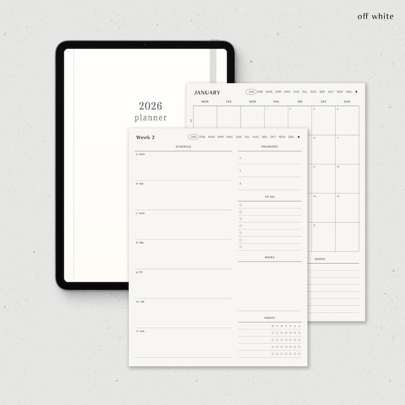 Weekly Planner Digital 2026, Goodnotes Weekly Planner, iPad Notability Minimalist Simple Weekly Monthly Planner image 8