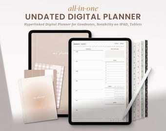Digital Planner Undated, Minimal Goodnotes Planner, Life All in One Planner, Ultimate Daily iPad Planner