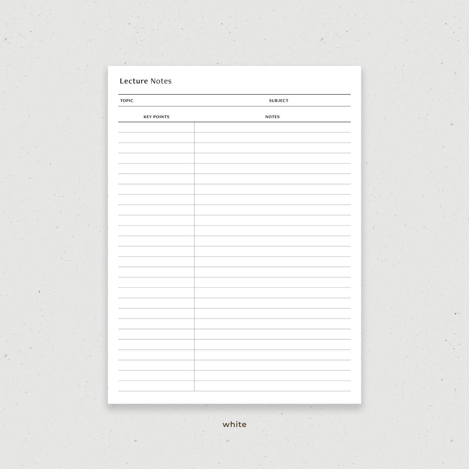Lecture Notes, Digital Note Paper, College Note Taking Template for ...