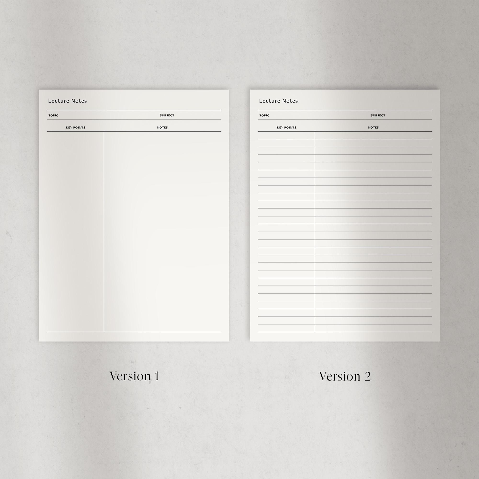 Lecture Notes, Digital Note Paper, College Note Taking Template for ...