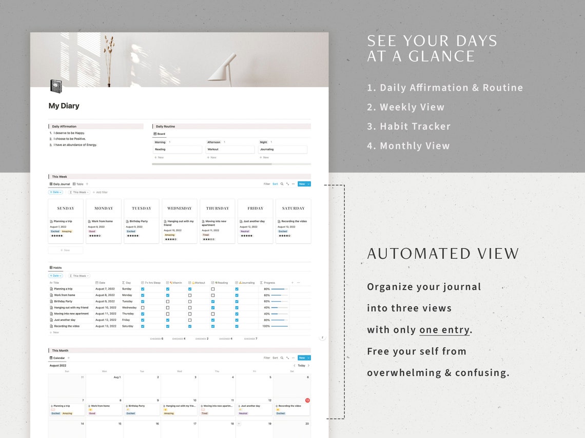 Notion Journal Template Daily Diary Notion Planner With Etsy Notion Journal Template Daily Diary Notion Planner With Etsy