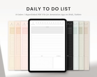 Digital To Do List Planner, Goodnotes Daily Priorities Task List, Hyperlinked Notepad, Checklist Planner