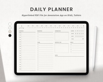 Digital Daily Planner for Goodnotes Notability, Minimalist Daily Schedule, Landscape Android Planner