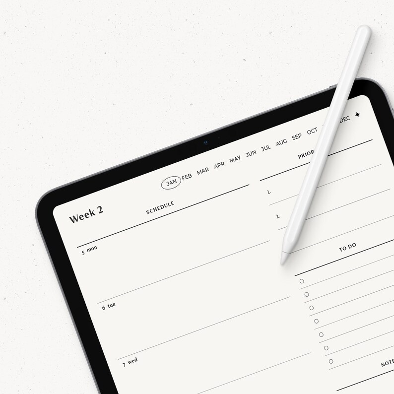 Weekly Planner Digital 2026, Goodnotes Weekly Planner, iPad Notability Minimalist Simple Weekly Monthly Planner image 10
