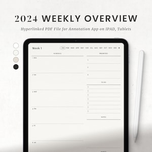 Digital Weekly Planner 2024, Goodnotes Weekly Schedule Planner, Ipad Weekly Monthly Planner, Minimalist Weekly Overview
