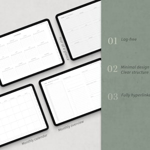 Undated Planner, Minimalist Digital Planner, iPad Goodnotes Daily Planner, Notability Planner, Simple Student Planner image 2