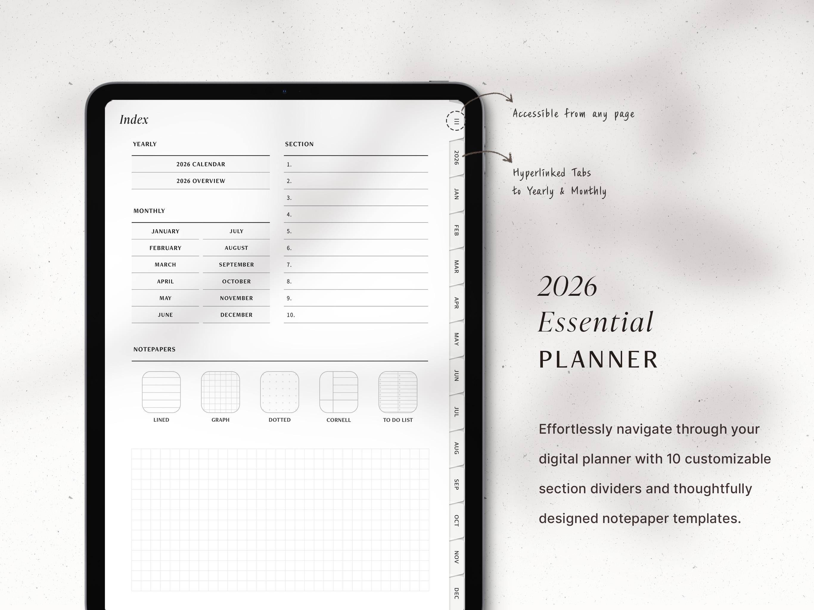 2026 Digital Planner, Goodnotes Minimalist Weekly Daily Planner, iPad ...