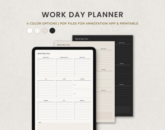 Workday Organizer, Daily Office Work Planner, Business Digital Template for Goodnotes Productivity Planner PDF