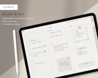 Undated Minimalist Digital Planner, Goodnotes Planner, Academic Study Ipad Planner, Notability Planner, Landscape Minimal Planner