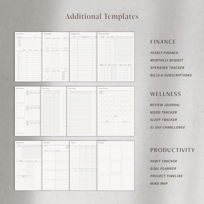 Digital Planner for iPad Goodnotes, Undated Minimalist Weekly Planner, Notability Simple Daily Journal image 6