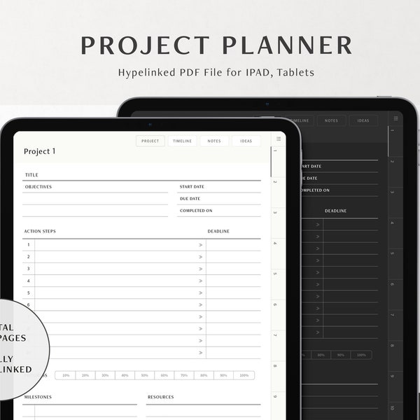 Digital Project Planner, Goodnotes Business Planner with Timeline, Goals, Notability Planner