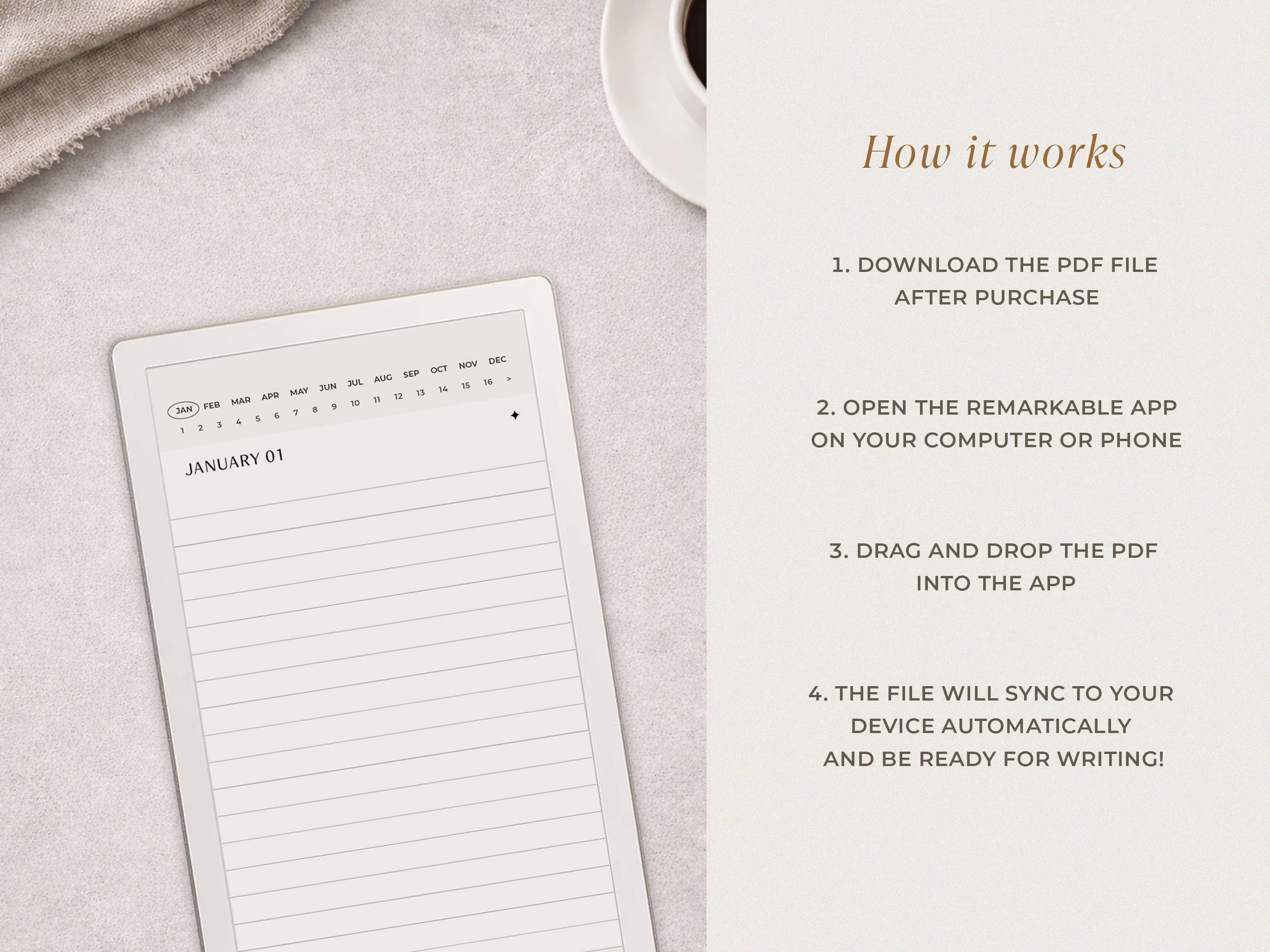 Daily Journal for Remarkable Paper Pro Move, Notebook Templates, Lined ...