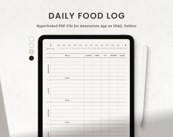 Daily Food Log, Digital Food Journal, Goodnotes Food Tracker Digital Planner for  Ipad, Notability