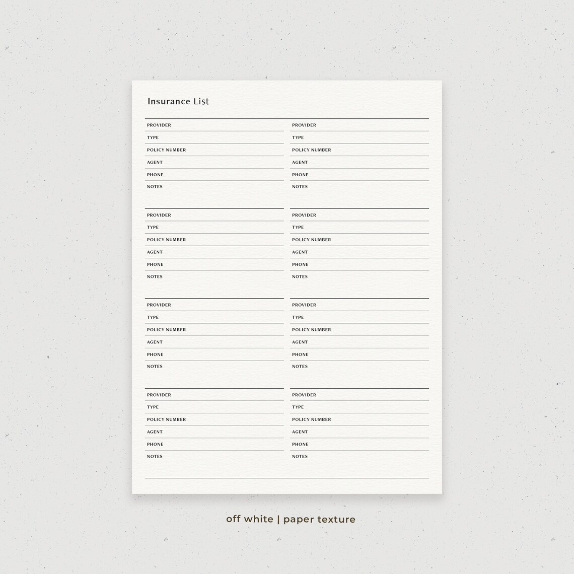 Insurance Client List Insurance Information Tracker Insurance Contact List Digital - Etsy