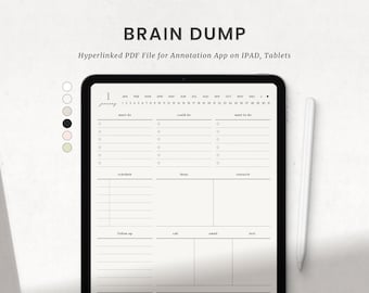 Digital Brain Dump Template, Daily To do List Planner, ADHD Planner, Productivity Digital Planner for Goodnotes Ipad