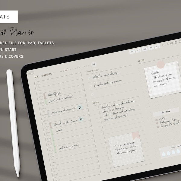 Undated Minimalist Digital Planner, Goodnotes Planner, Ipad Neutral Beige Life Notability Planner, Landscape Minimal Planner