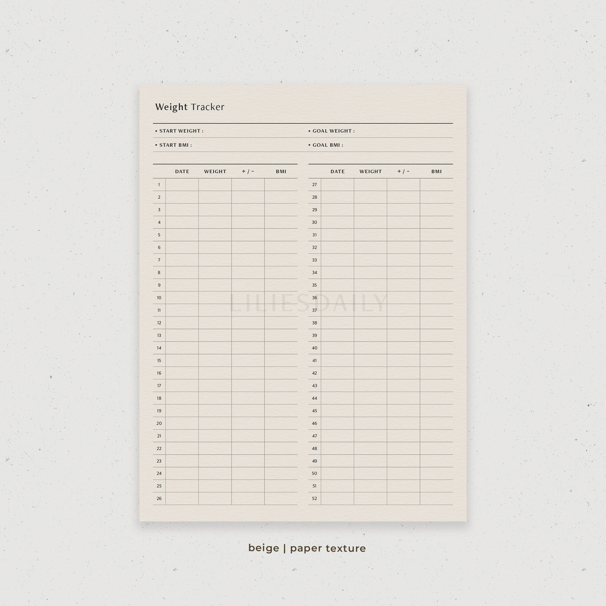 52 Week Weight Loss Tracker Digital Planner Template for Goodnotes iPad ...