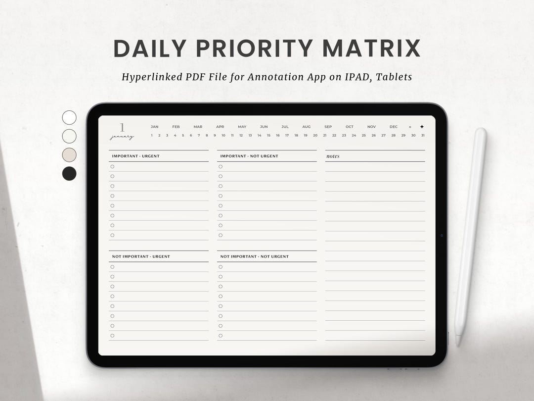Daily Priority Matrix, to Do List Landscape, Digital Work Planner, Task ...