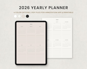 2026 Calendar, Yearly Planner, Year Overview Digital Planner, Goodnotes Planner, Printable Planner