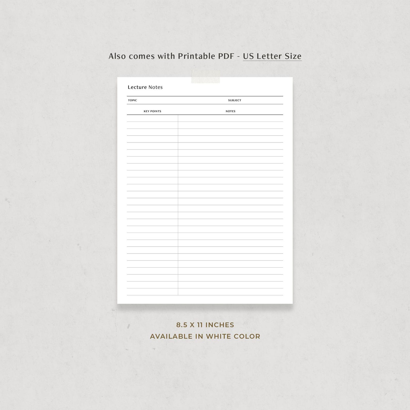 Lecture Notes, Digital Note Paper, College Note Taking Template for ...