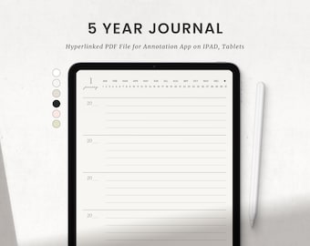 Digitales 5 Jahres Journal, Goodnotes One Line a Day, tägliches Dankbarkeit Ipad Journal, Minimalistisches Journal