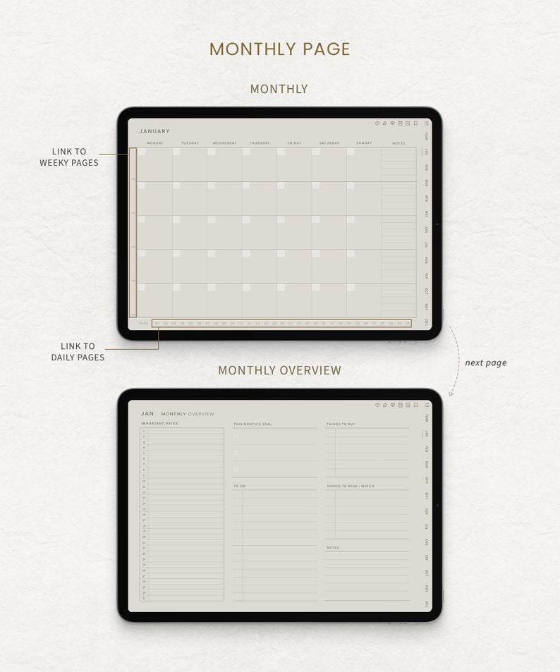 Undated Minimalist Digital Planner Goodnotes Planner Ipad Etsy