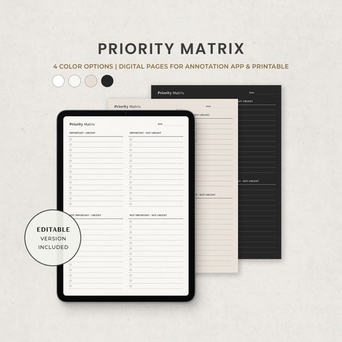 Priority Matrix Task to Do List Work Organizer Digital - Etsy