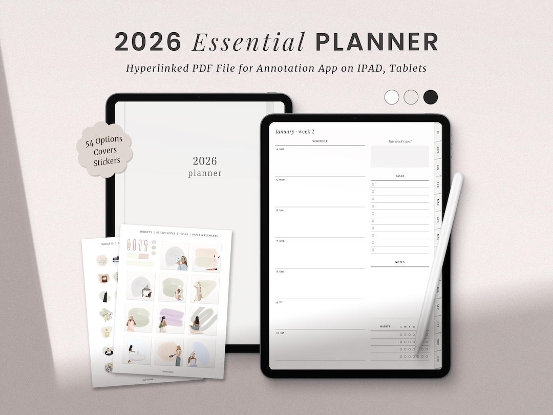 2026 Digital Planner, Goodnotes Minimalist Weekly Daily Planner, iPad ...
