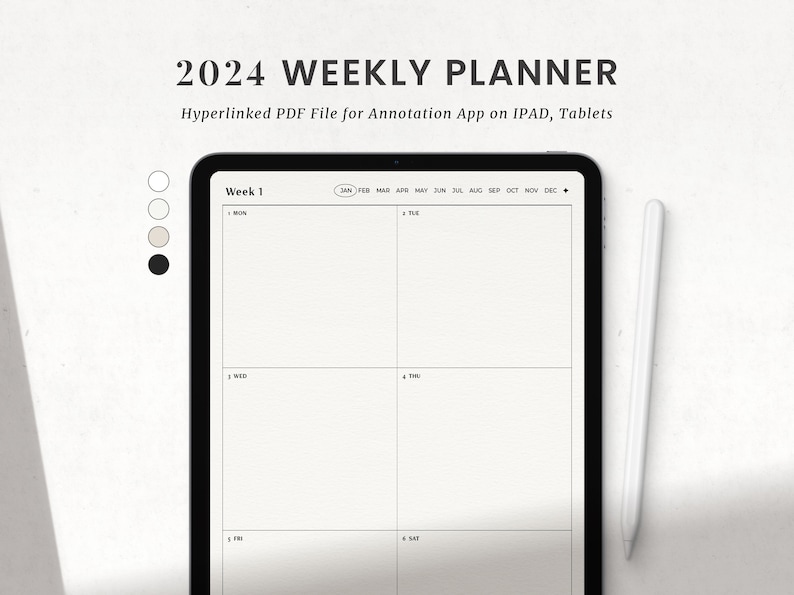 2024 Weekly Monthly Digital Planner Goodnotes iPad Weekly image 1