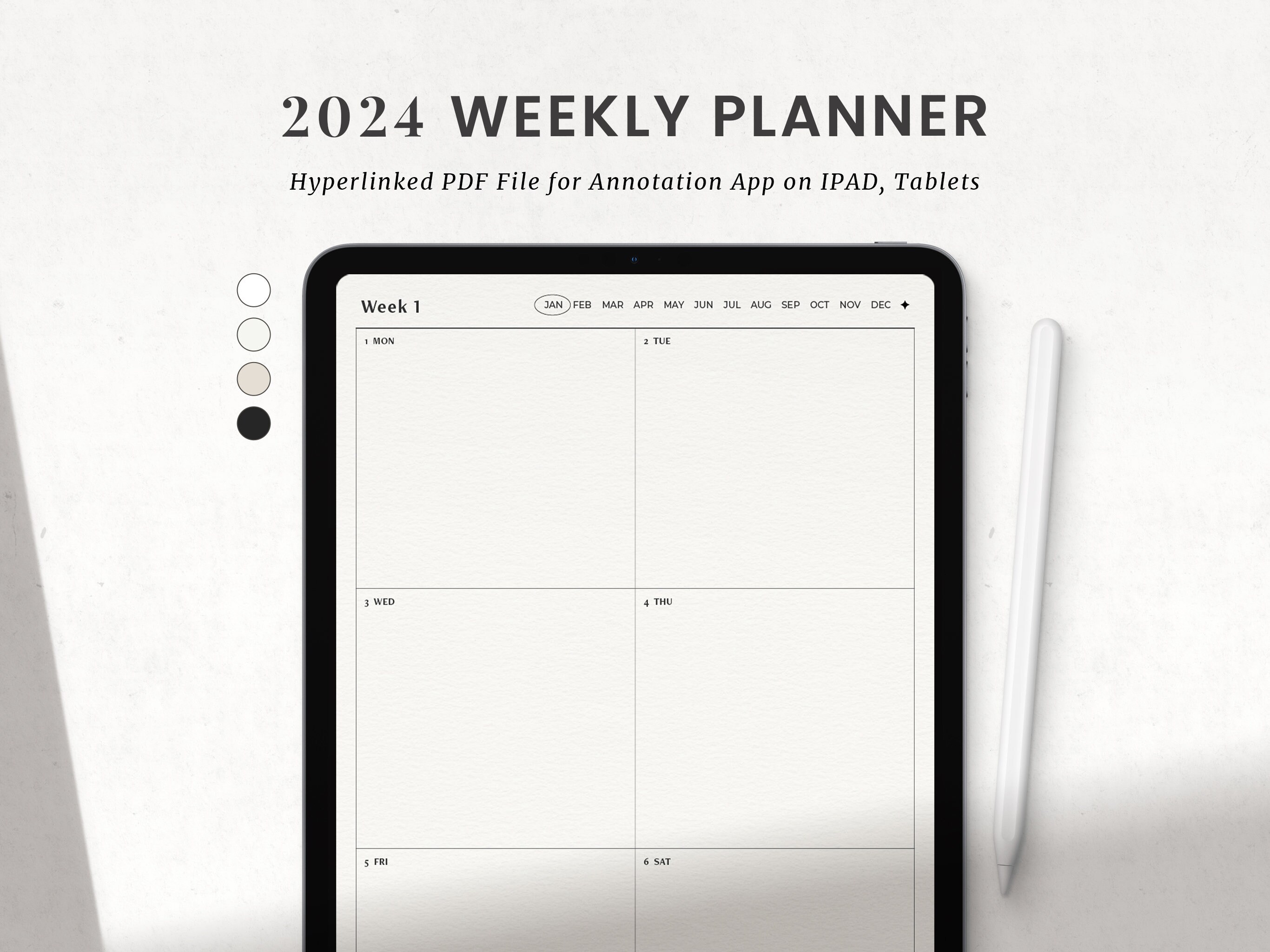 Agenda digitale mensile settimanale 2024, Panoramica settimanale per iPad  Goodnotes, Panoramica della settimana, Agenda minimale verticale PDF -   Italia